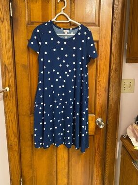LuLaRoe Navy and White Polka Dot Swing Dress
